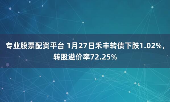 专业股票配资平台 1月27日禾丰转债下跌1.02%，转股溢价率72.25%